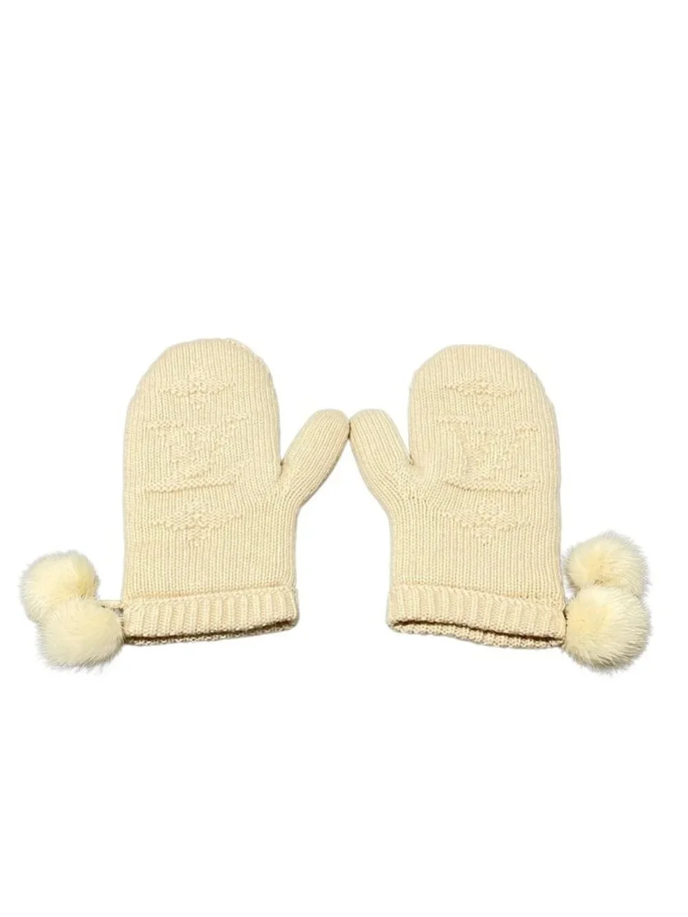 Louis Vuitton Gloves 23 Ivory Mittens Cashmere